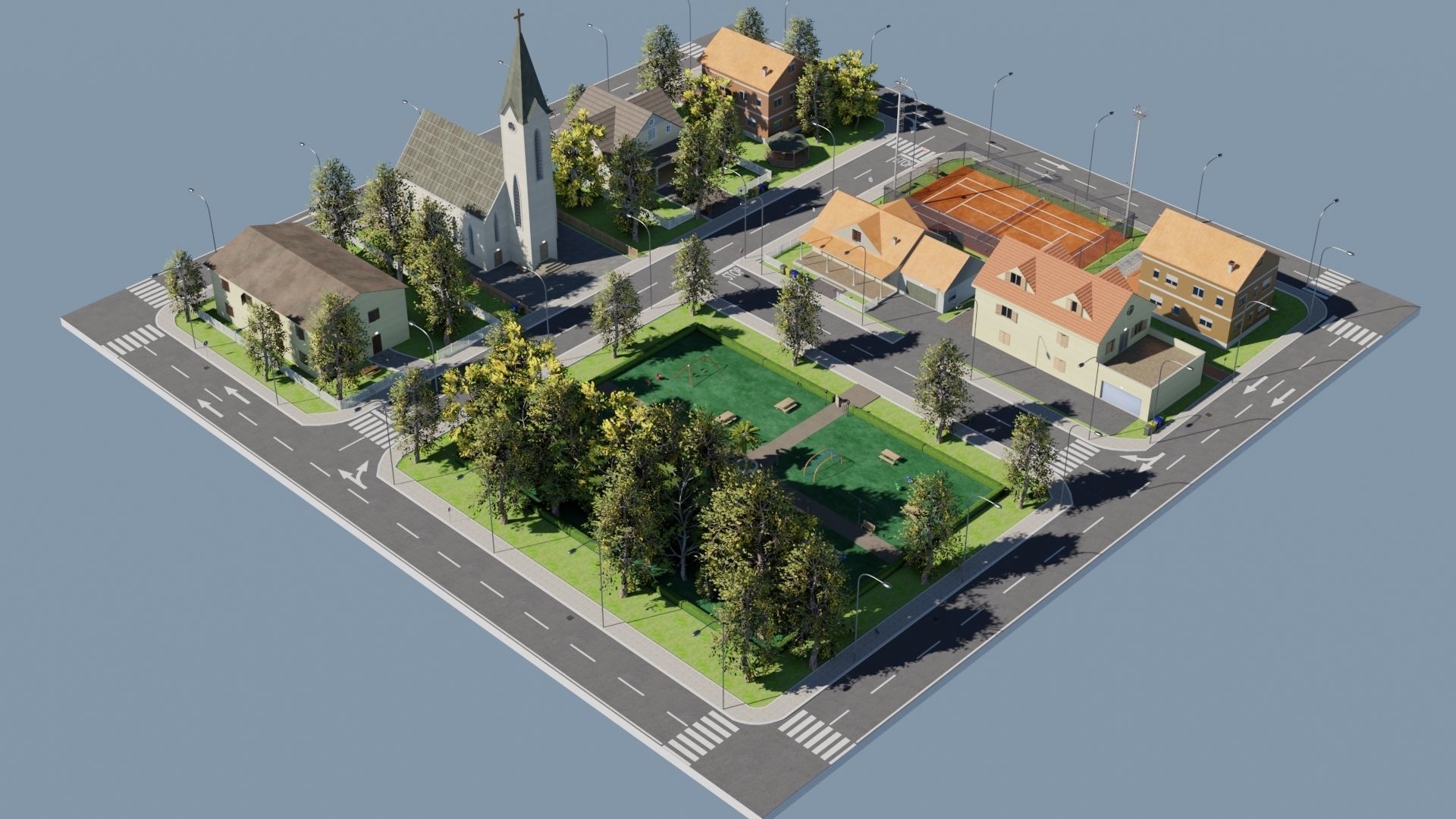 Modular city Low-poly 3D model_19