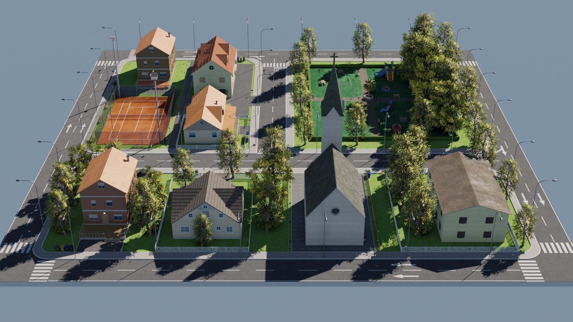 Modular city Low-poly 3D model_24