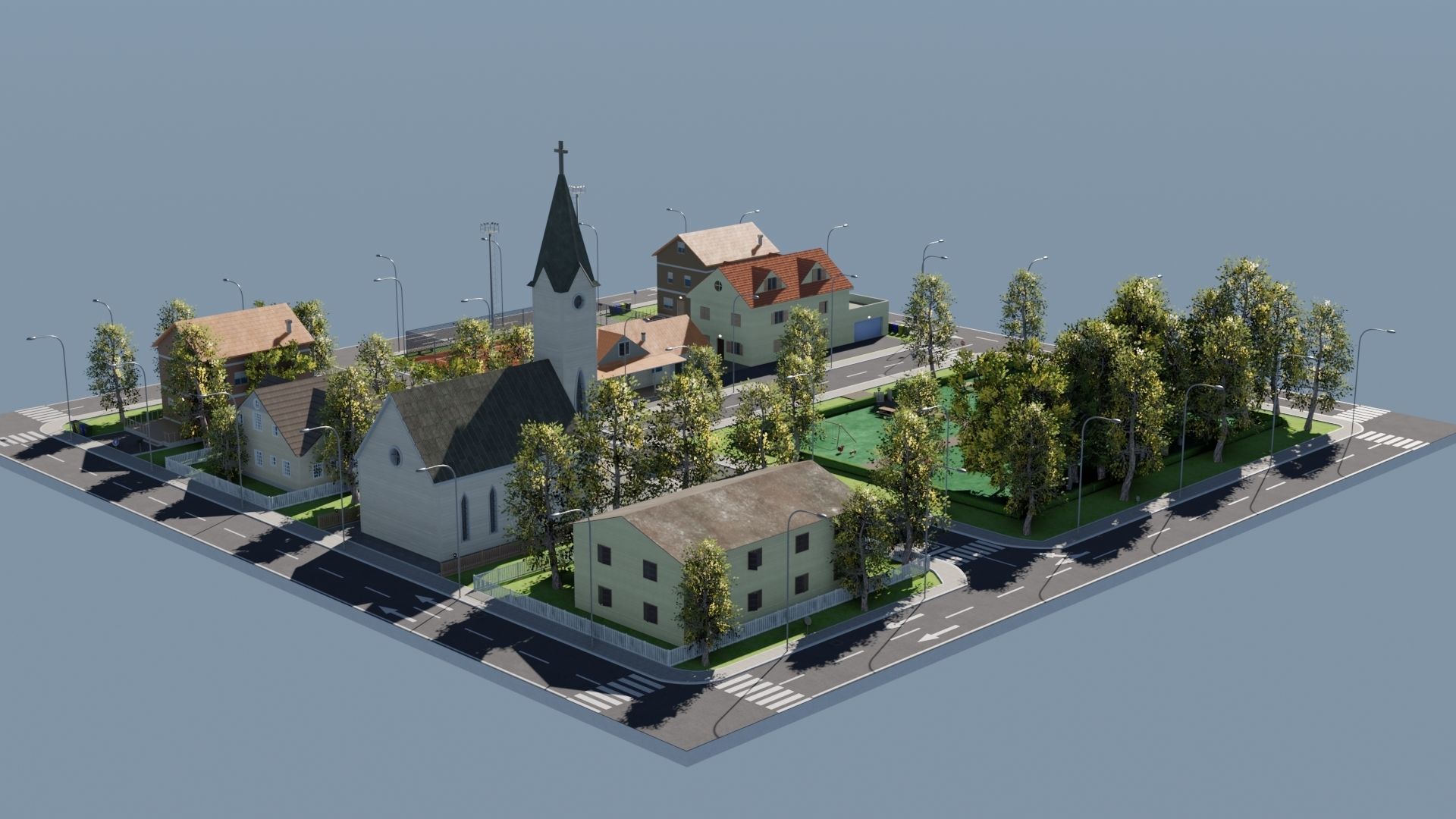 Modular city Low-poly 3D model_26