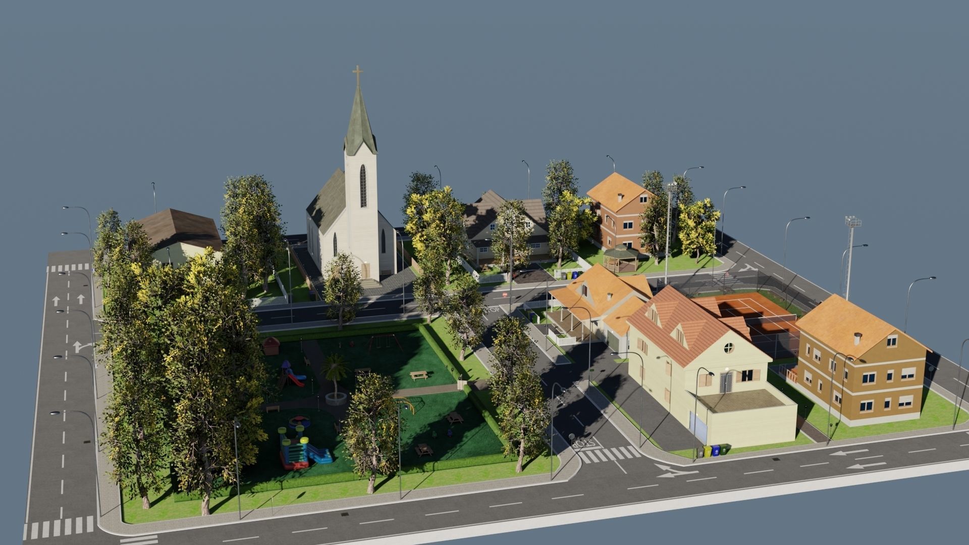 Modular city Low-poly 3D model_20