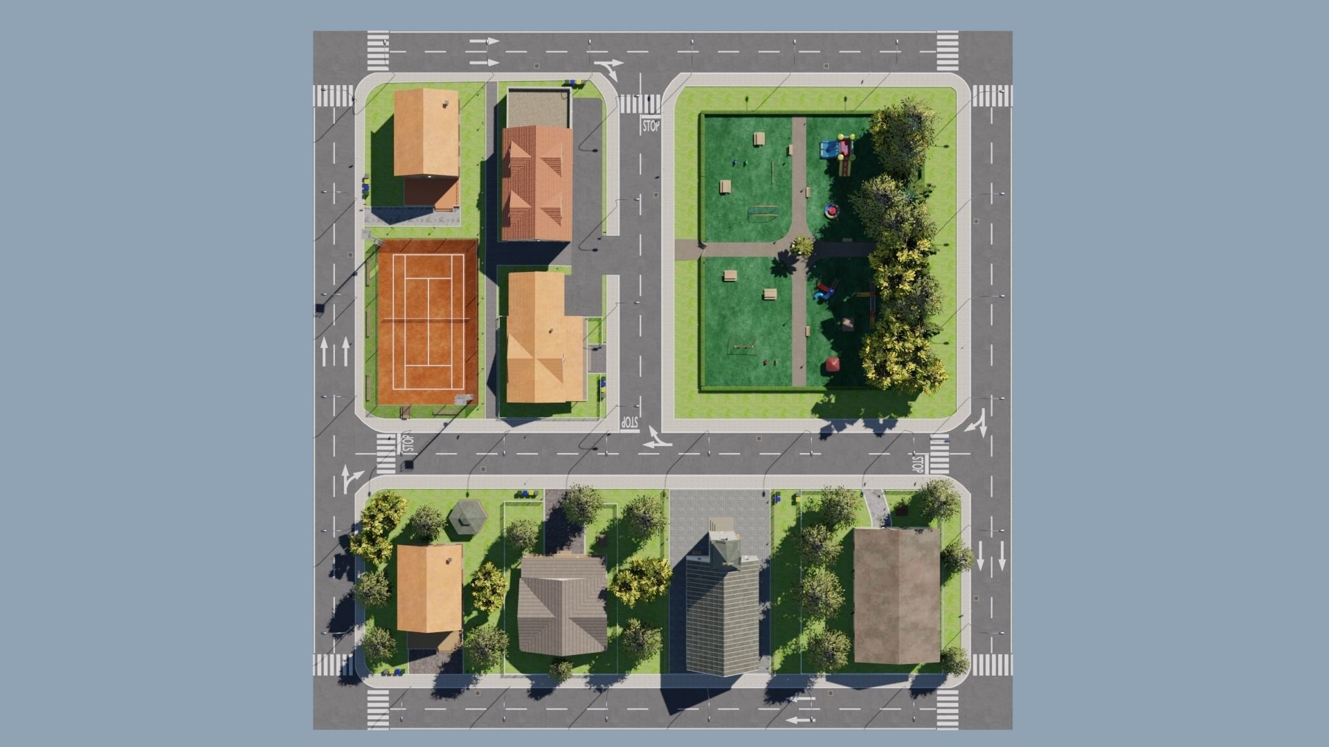 Modular city Low-poly 3D model_21