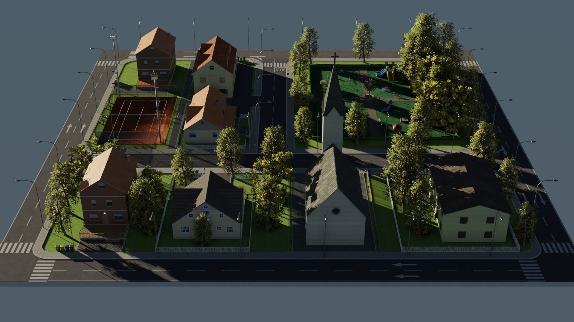 Modular city Low-poly 3D model_25