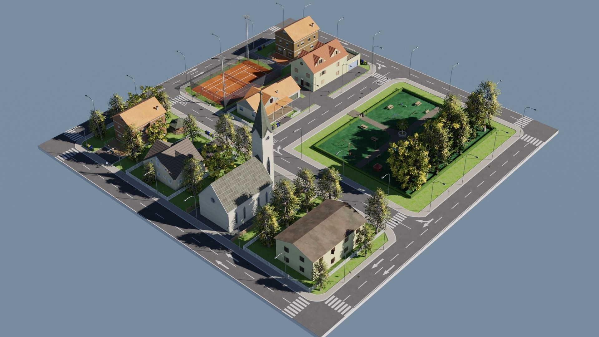 Modular city Low-poly 3D model_22