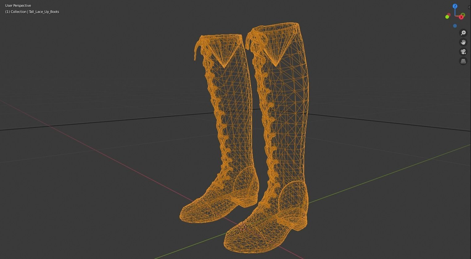 Tall Lace Boots Low-poly 3D model_1