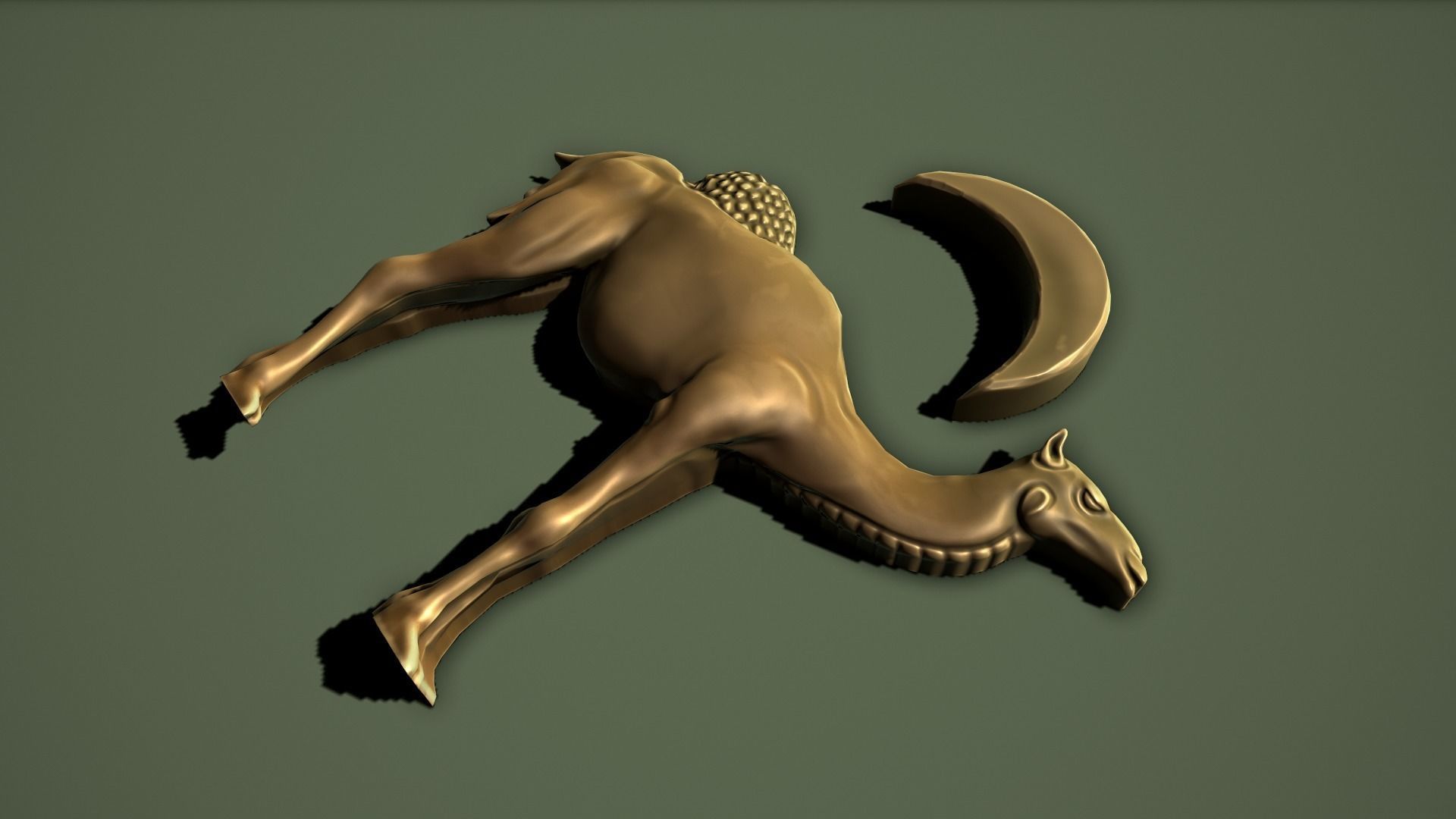Camel Bas-relief Low-poly 3D model_2