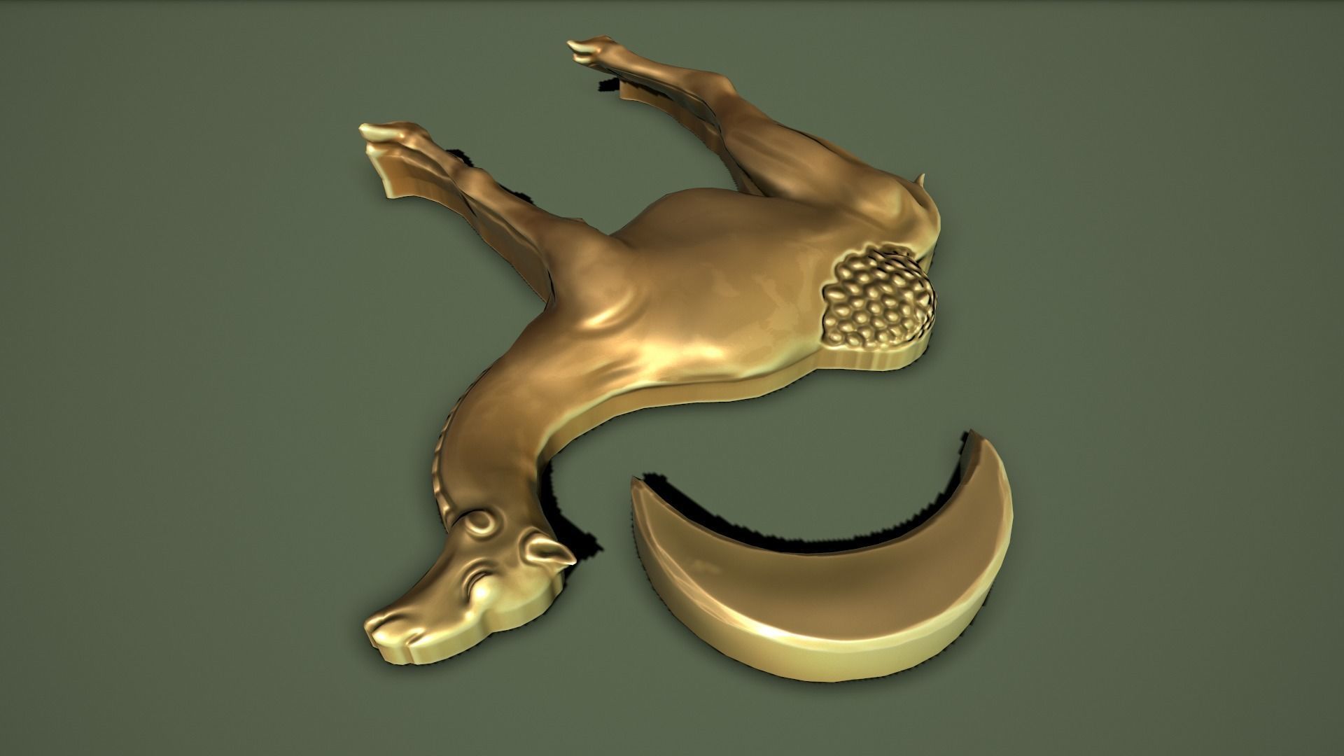 Camel Bas-relief Low-poly 3D model_6