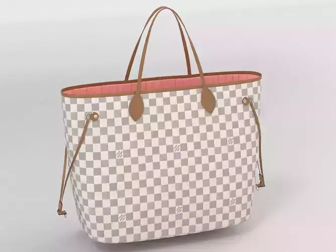 Louis Vuitton Neverfull GM Damier Azur Rose Low-poly 3D model
