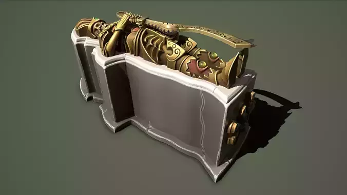 Sarcophagus gold and purse Low-poly 3D model