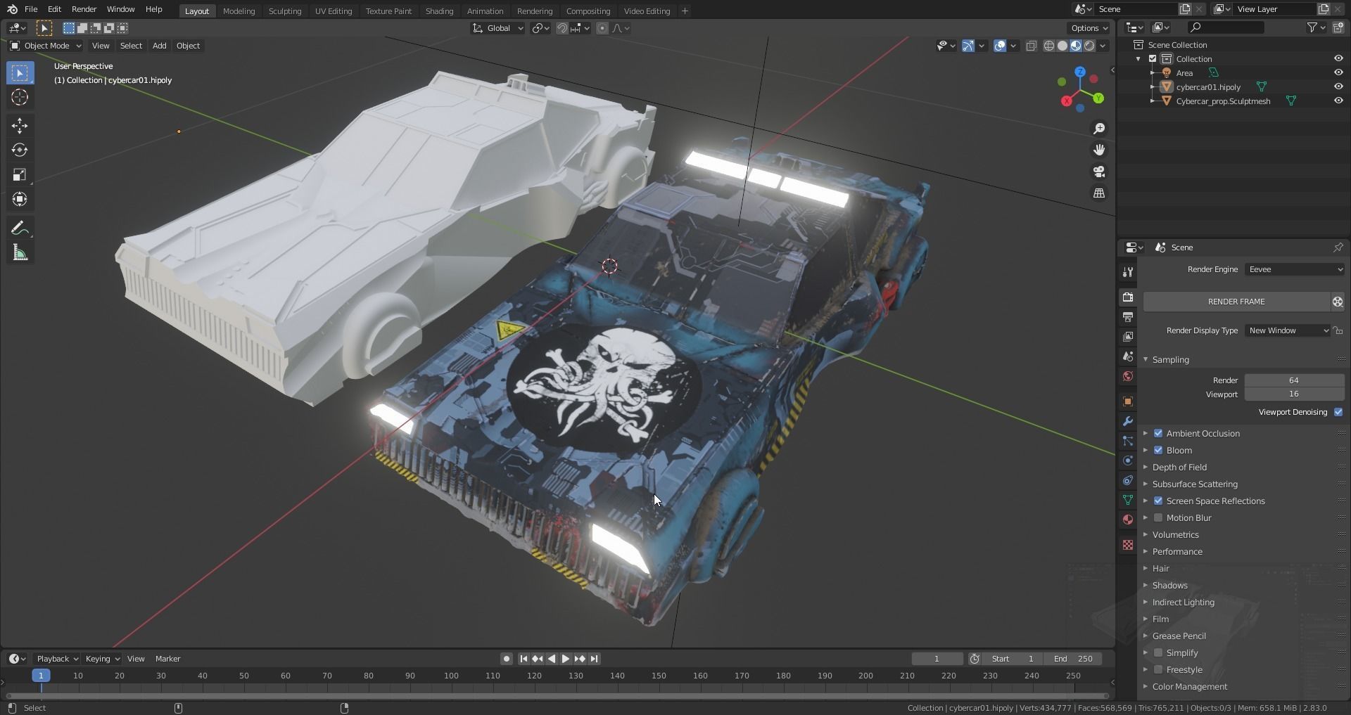 Cybercar prop car 3D model_2