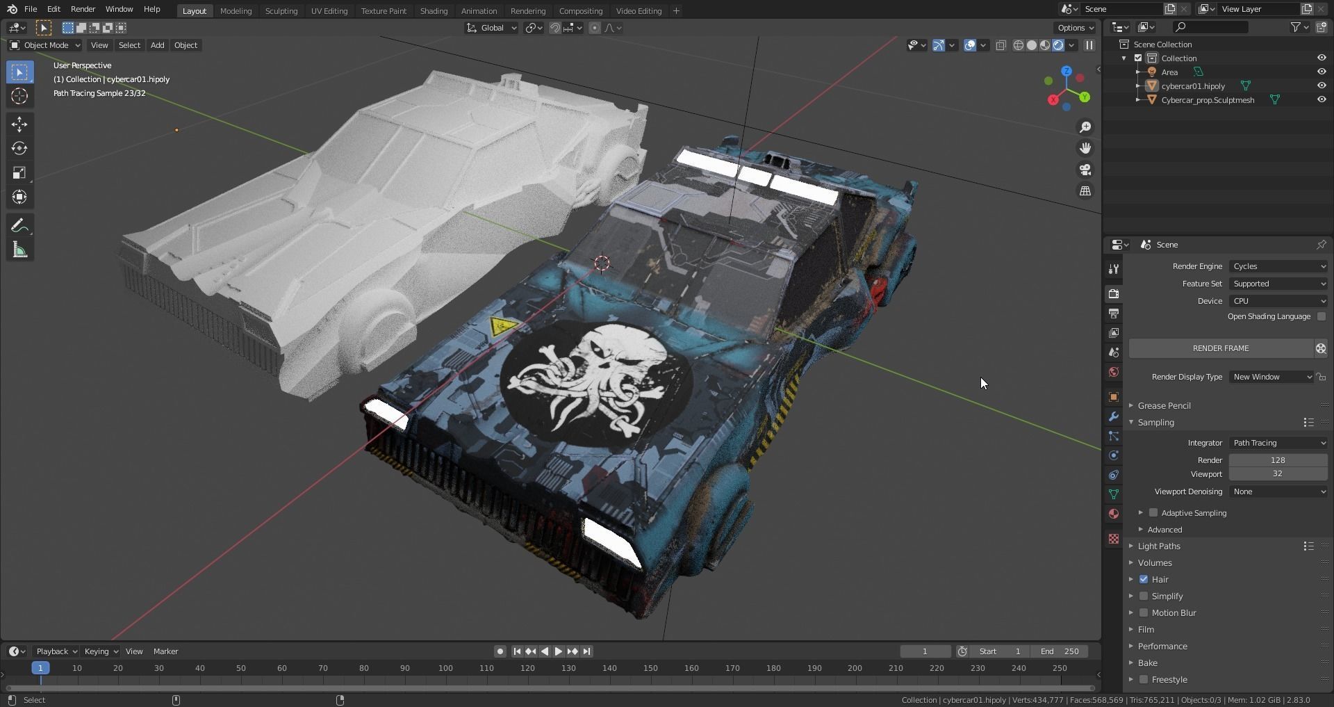 Cybercar prop car 3D model_3