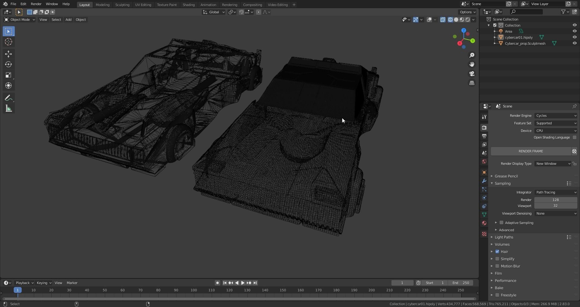 Cybercar prop car 3D model_4