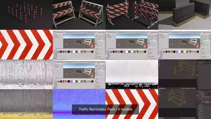 Traffic Barricades Pack 3D Model Collection