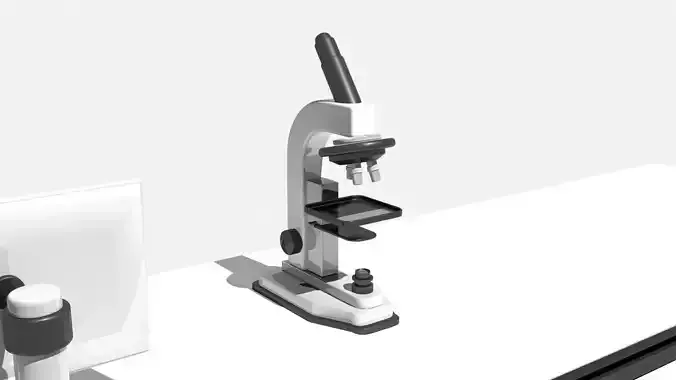 Microscope on desk Low-poly 3D model