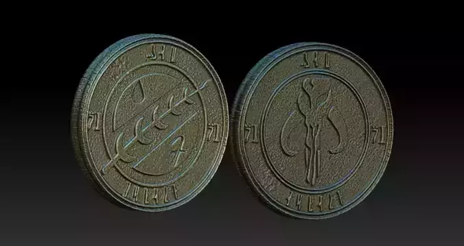 Mandalorian boba fett coin medallion Mythosaur 3D print model