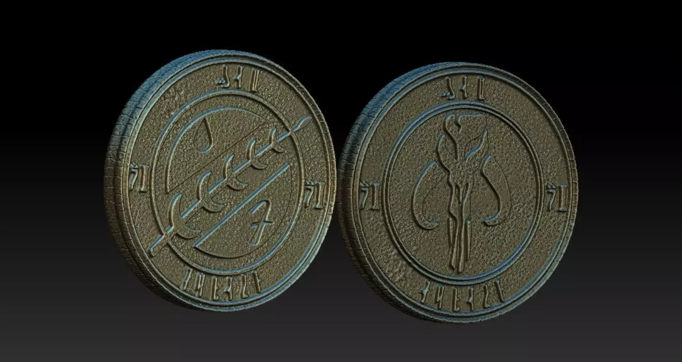 Mandalorian boba fett coin medallion Mythosaur 3D print model