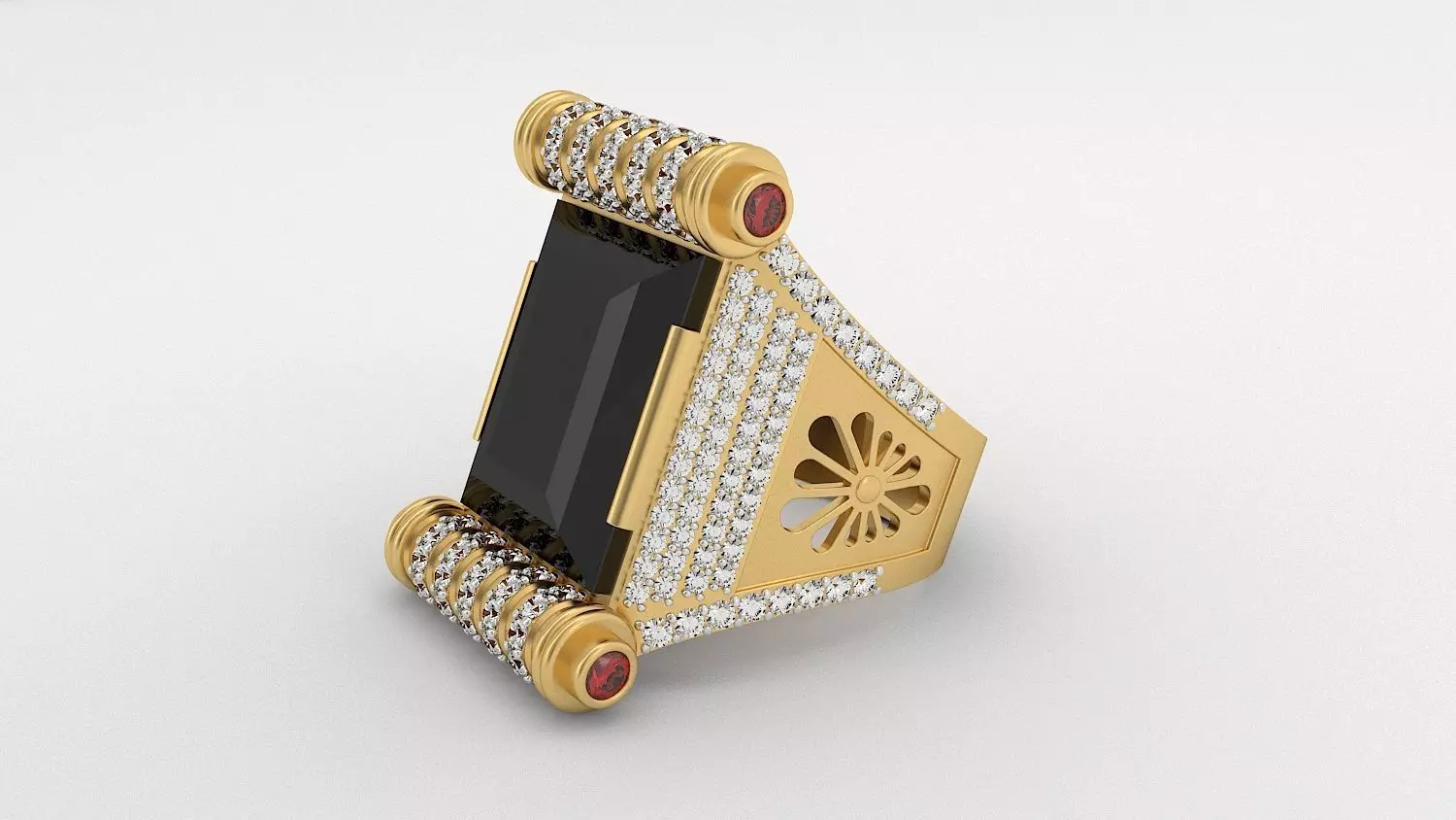 Royal Gold Gents Ring - Black Stone 3D print model