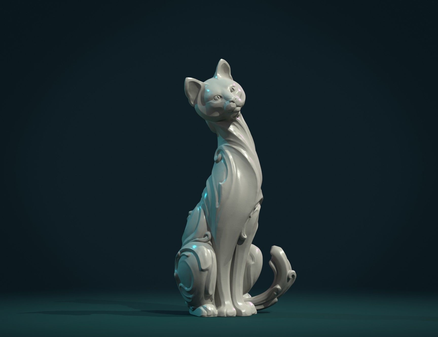 Cat figurine 3D print model_17
