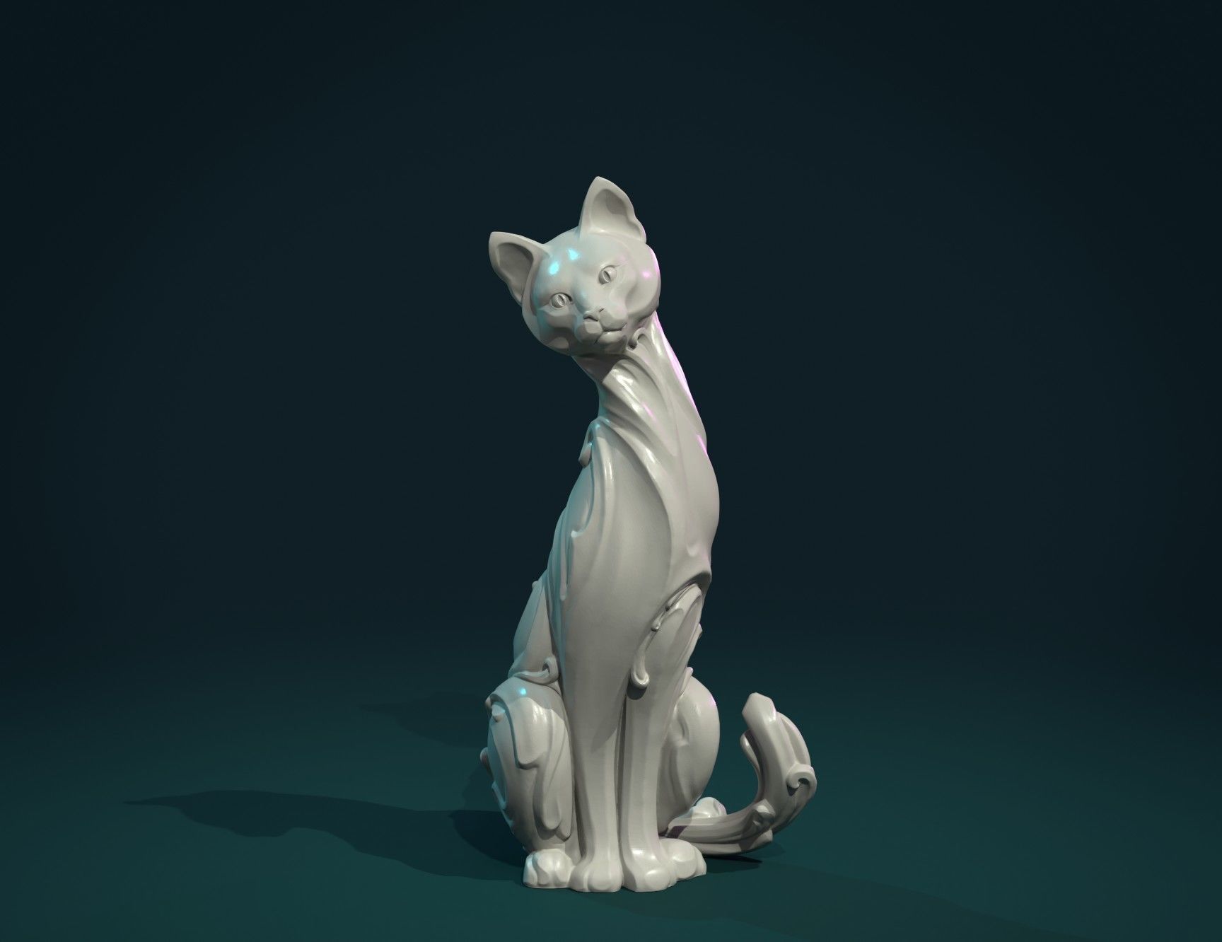 Cat figurine 3D print model_3