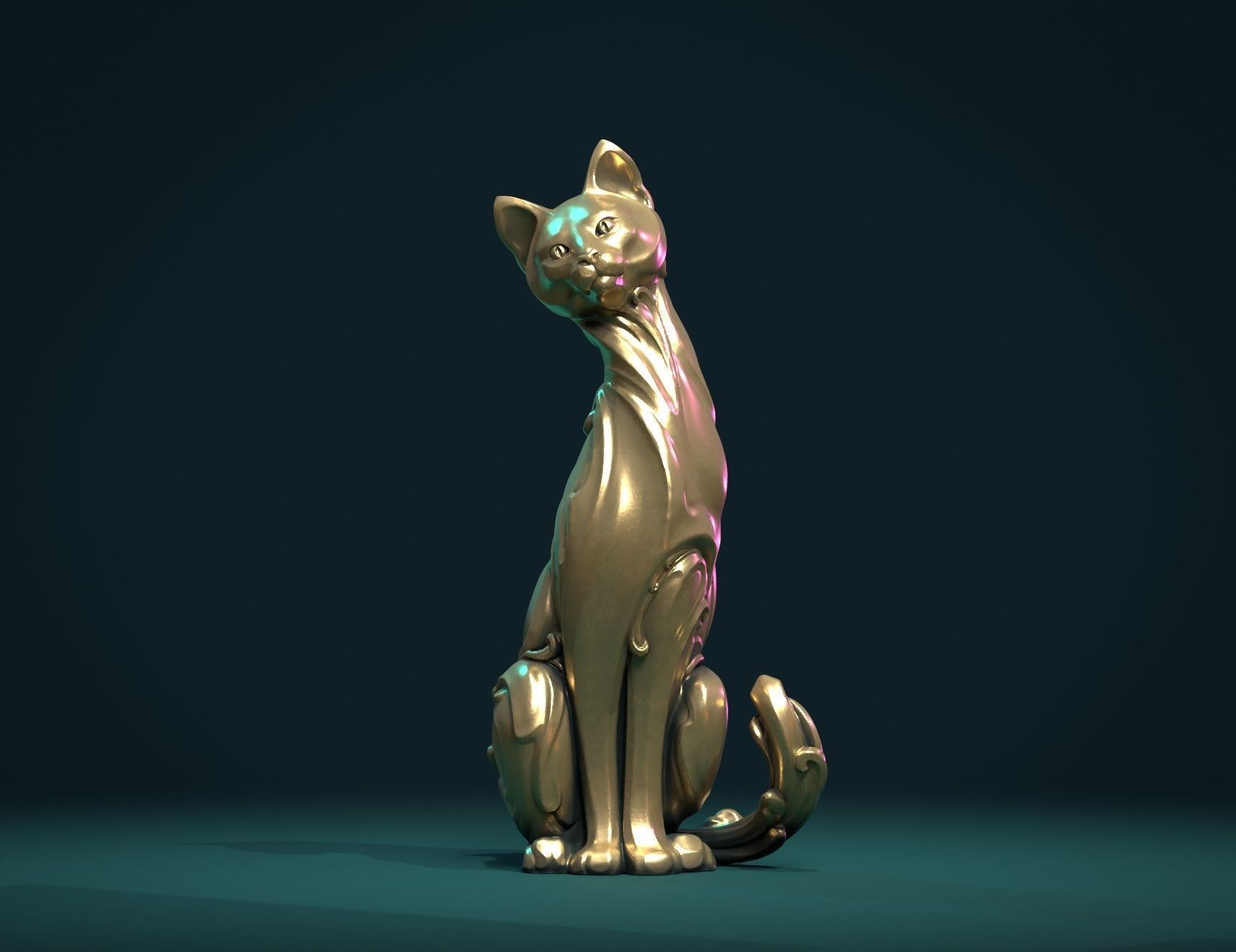 Cat figurine 3D print model_4
