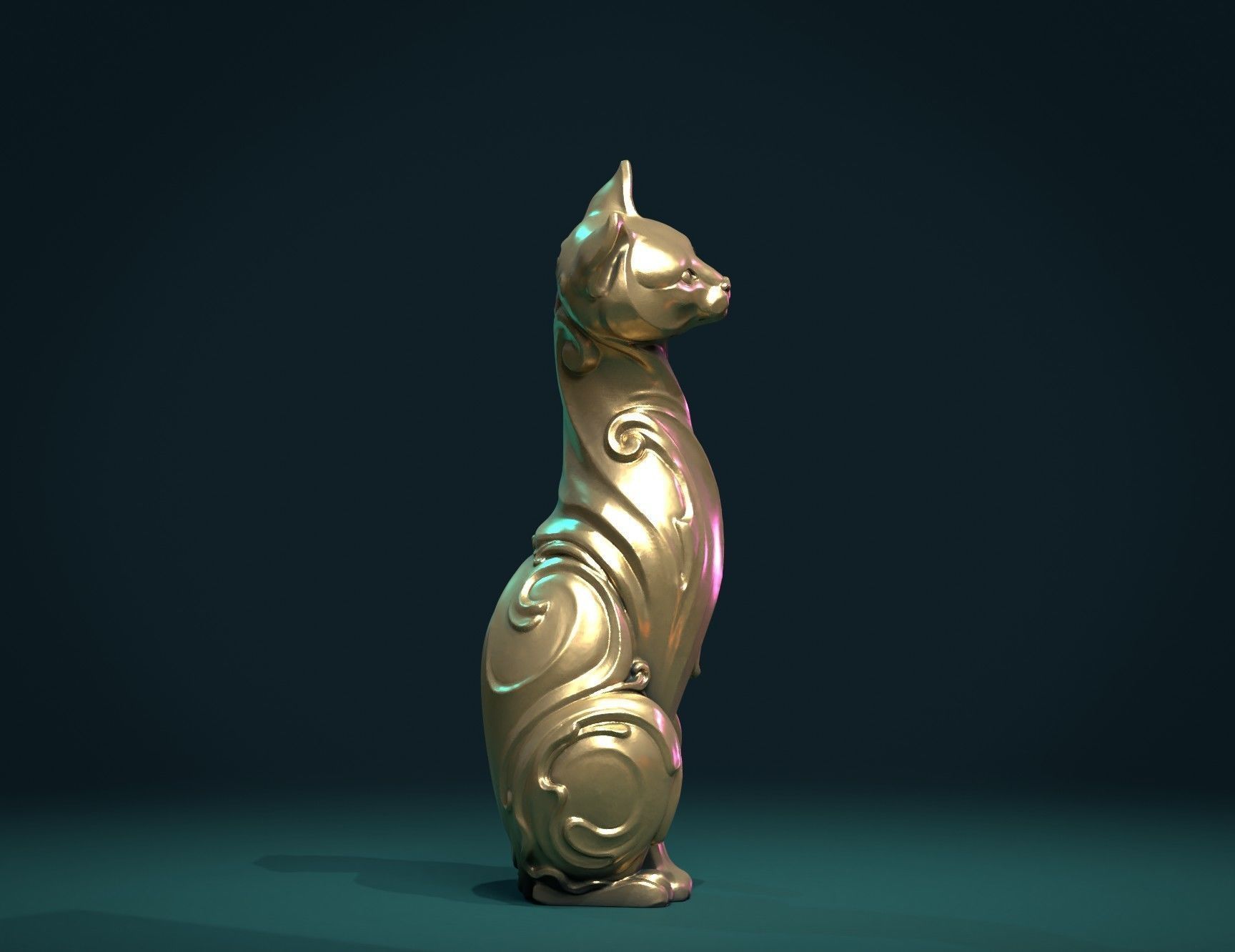 Cat figurine 3D print model_5