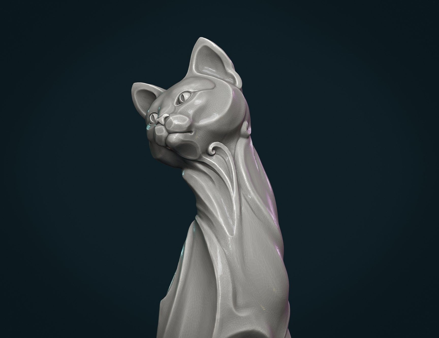Cat figurine 3D print model_10