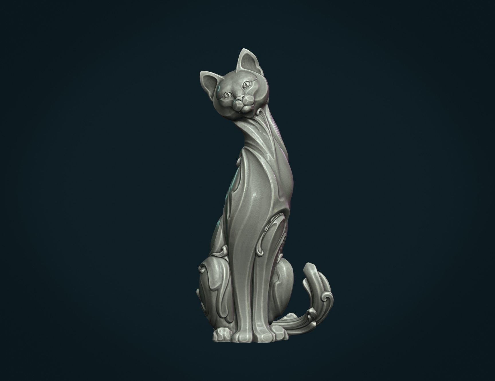 Cat figurine 3D print model_9