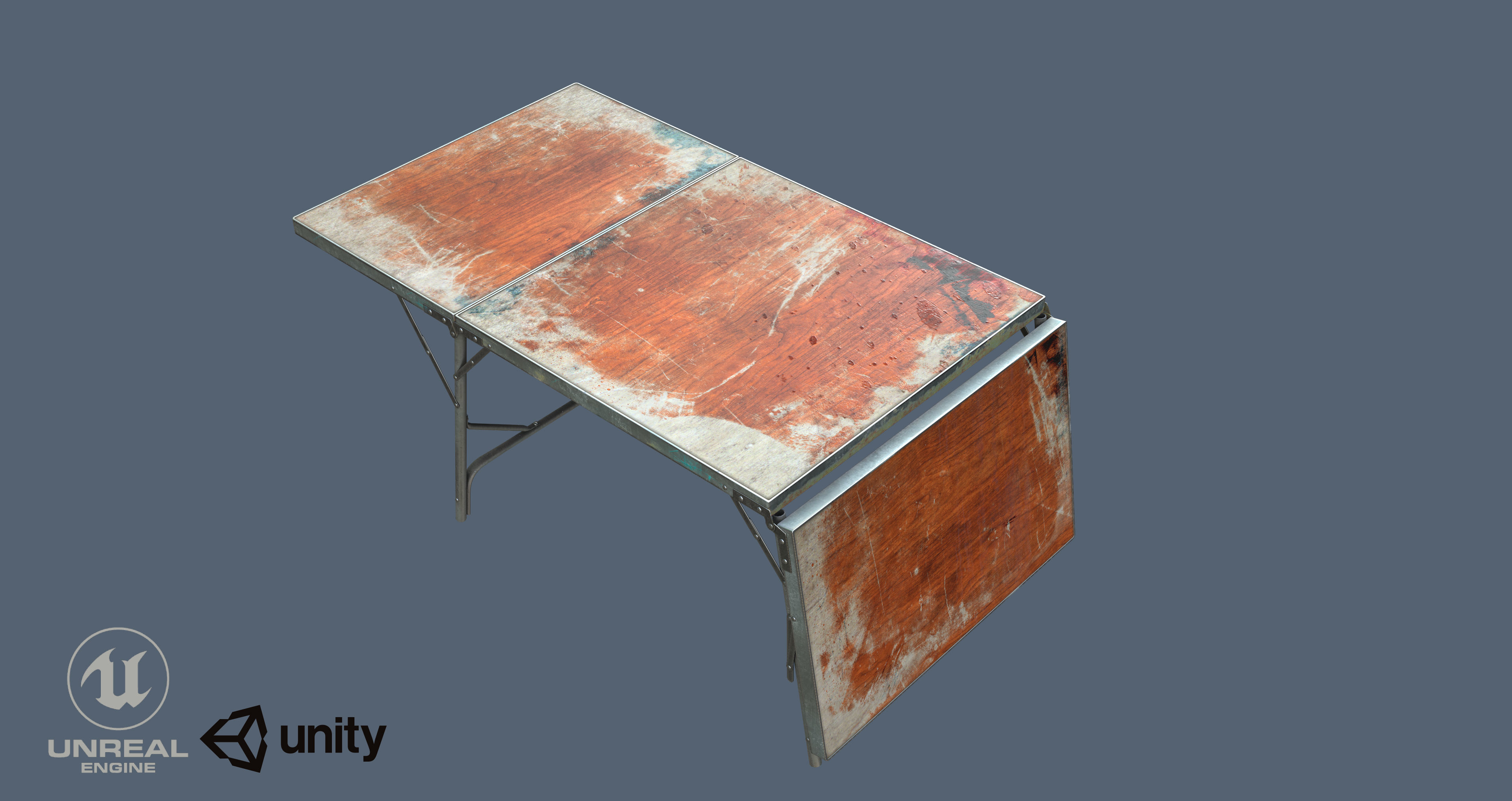 Old Dirty Folding Table  Low-poly 3D model_12