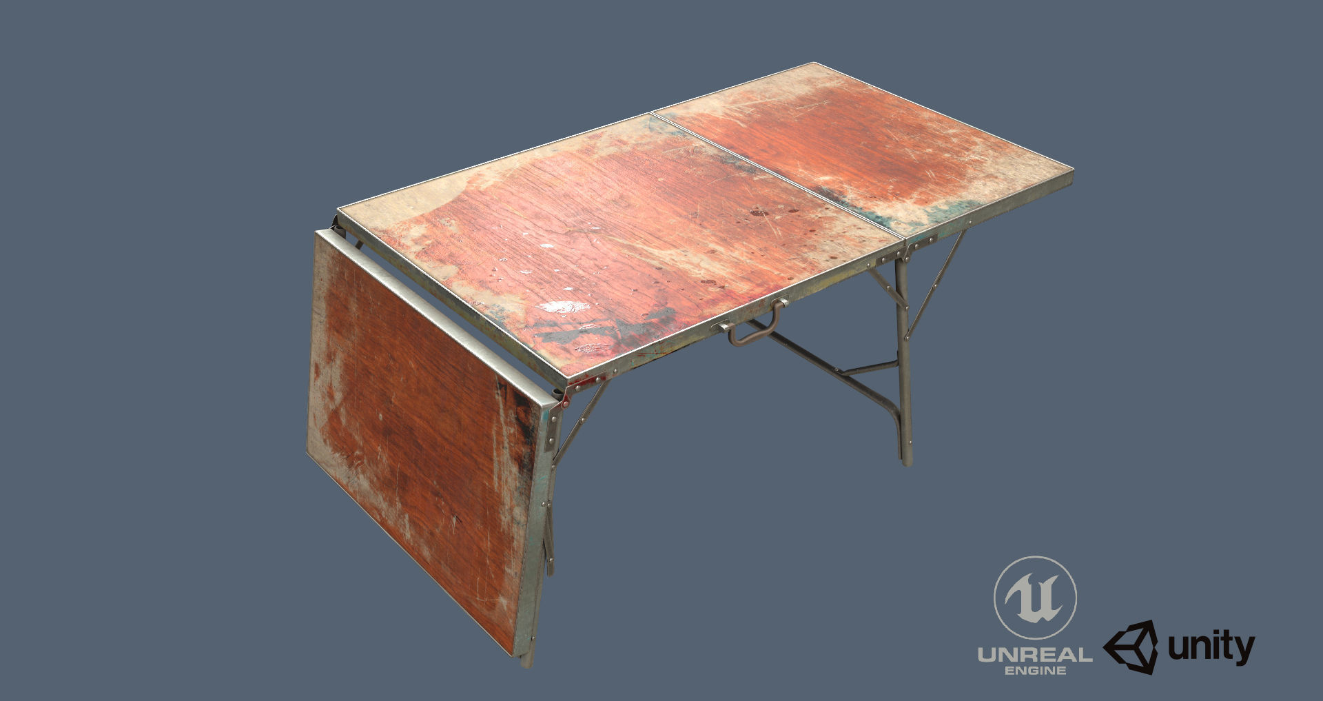 Old Dirty Folding Table  Low-poly 3D model_11