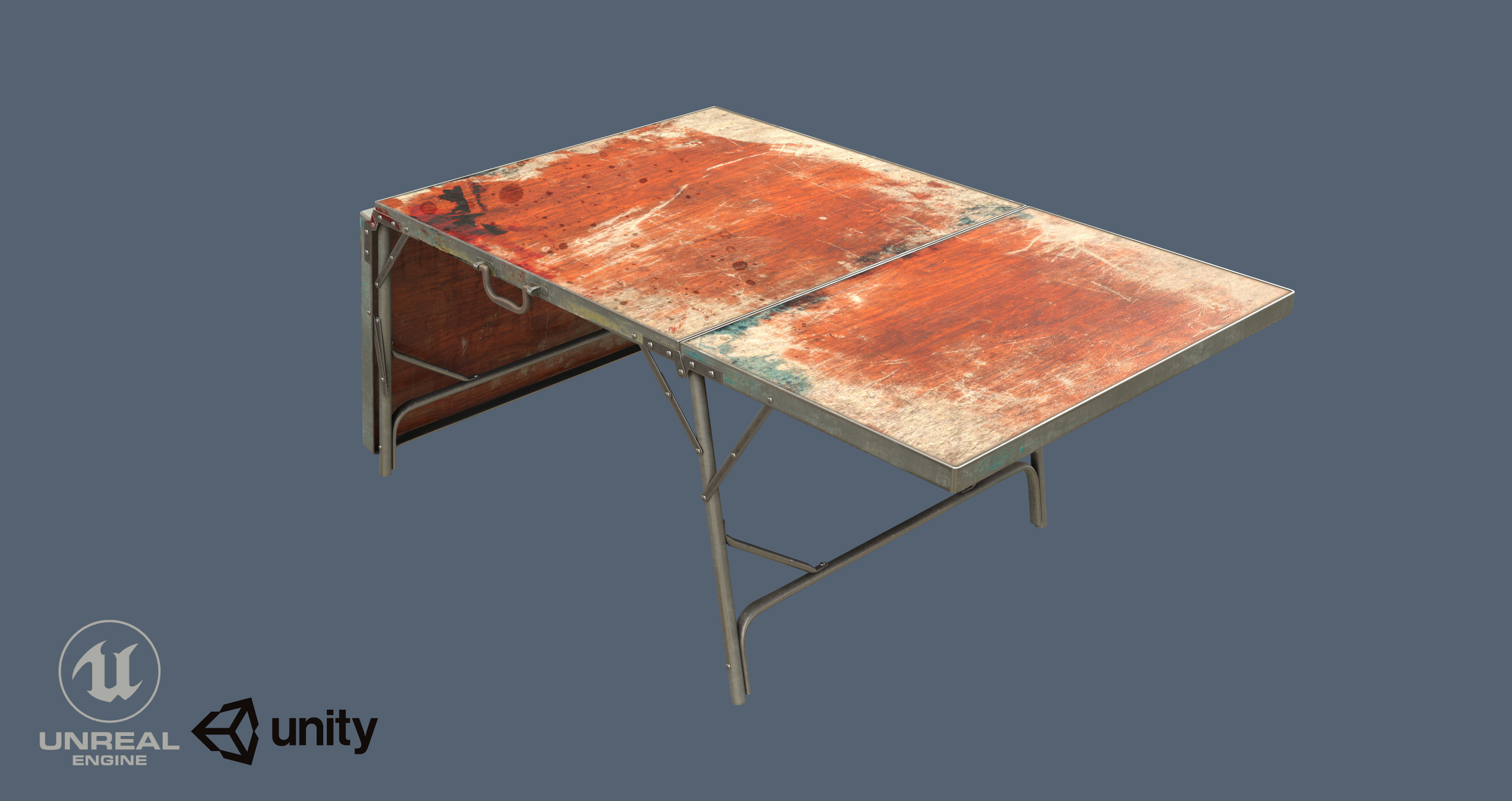 Old Dirty Folding Table  Low-poly 3D model_10