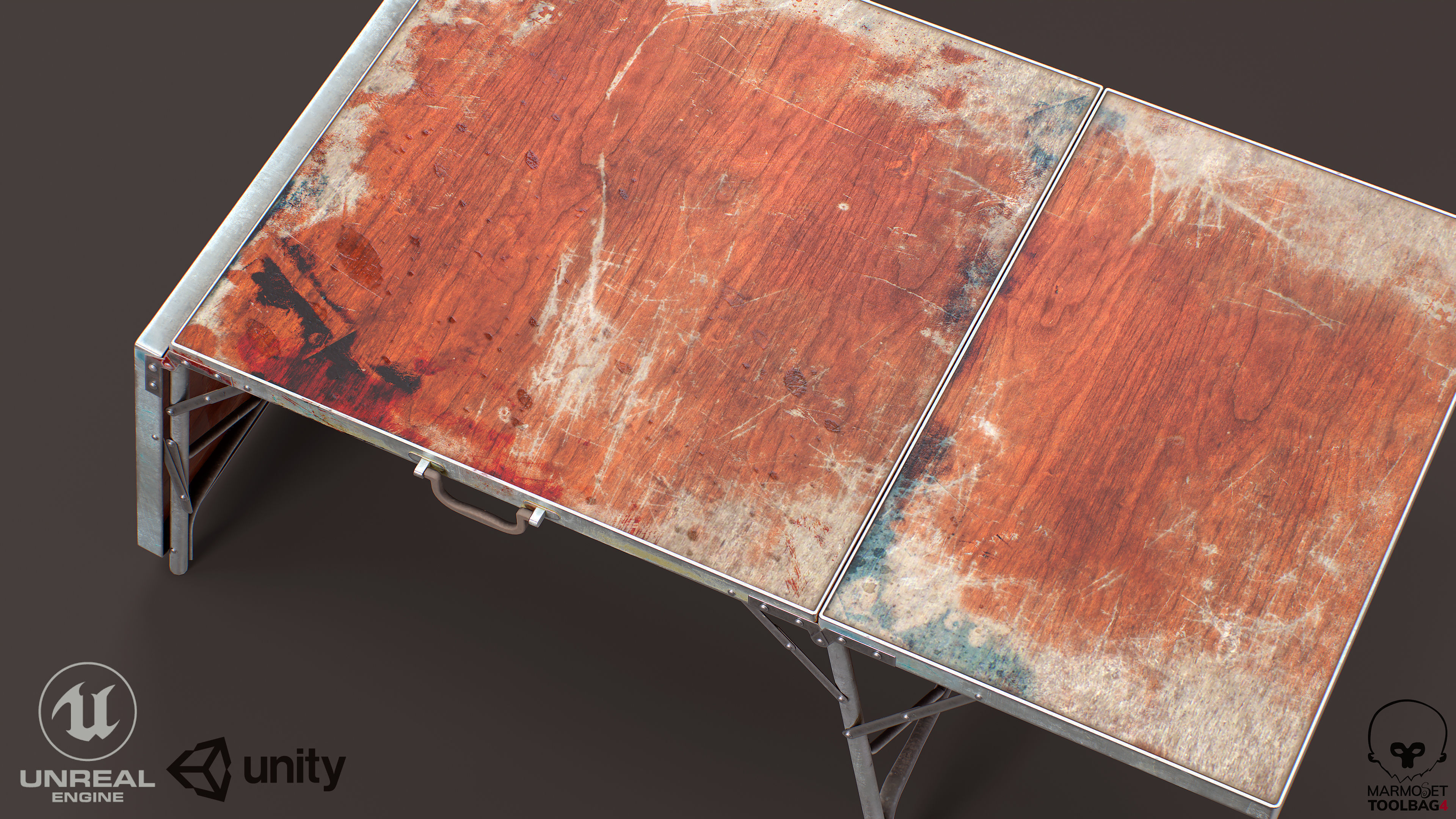 Old Dirty Folding Table  Low-poly 3D model_5