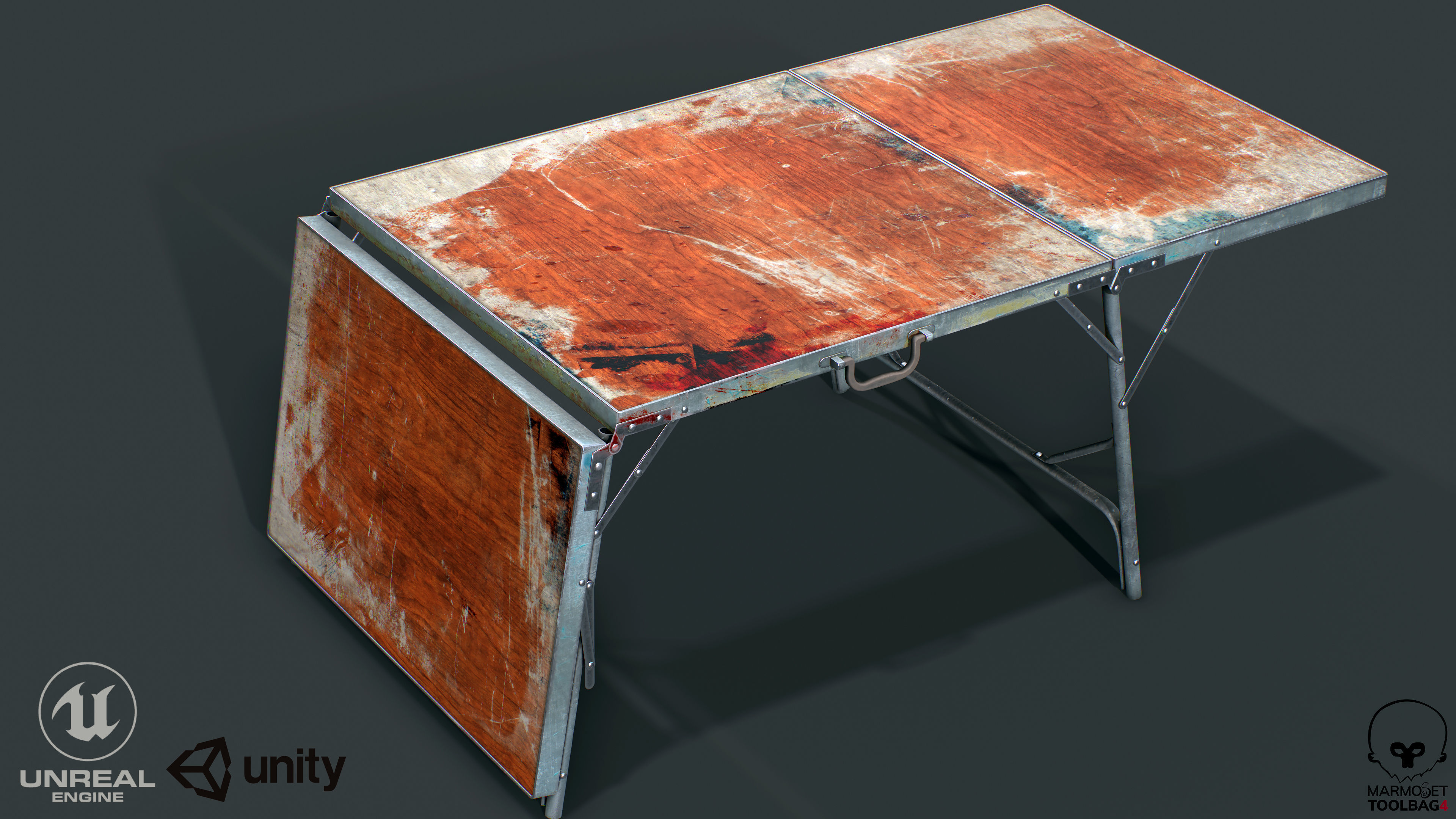 Old Dirty Folding Table  Low-poly 3D model_4
