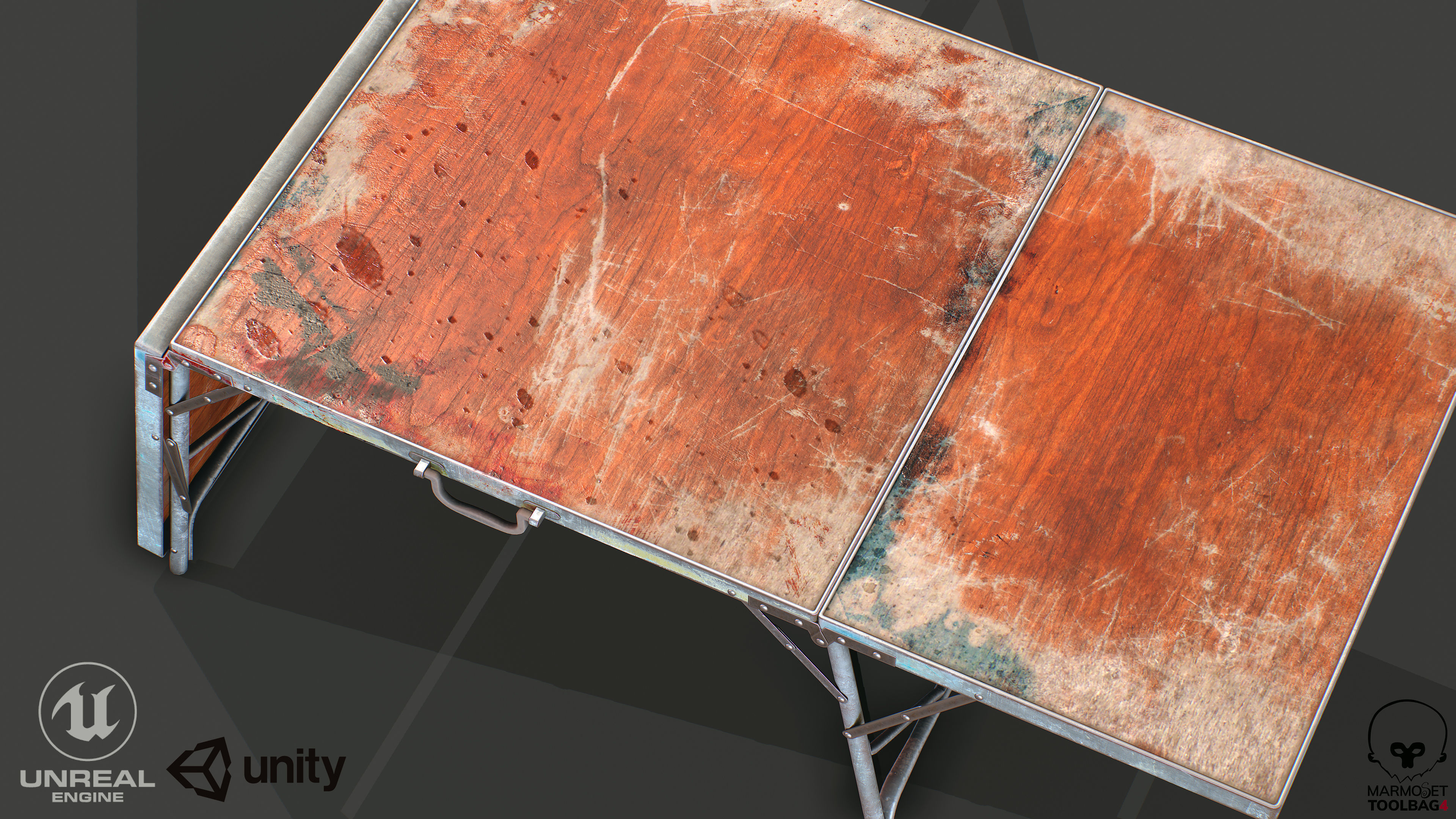 Old Dirty Folding Table  Low-poly 3D model_3