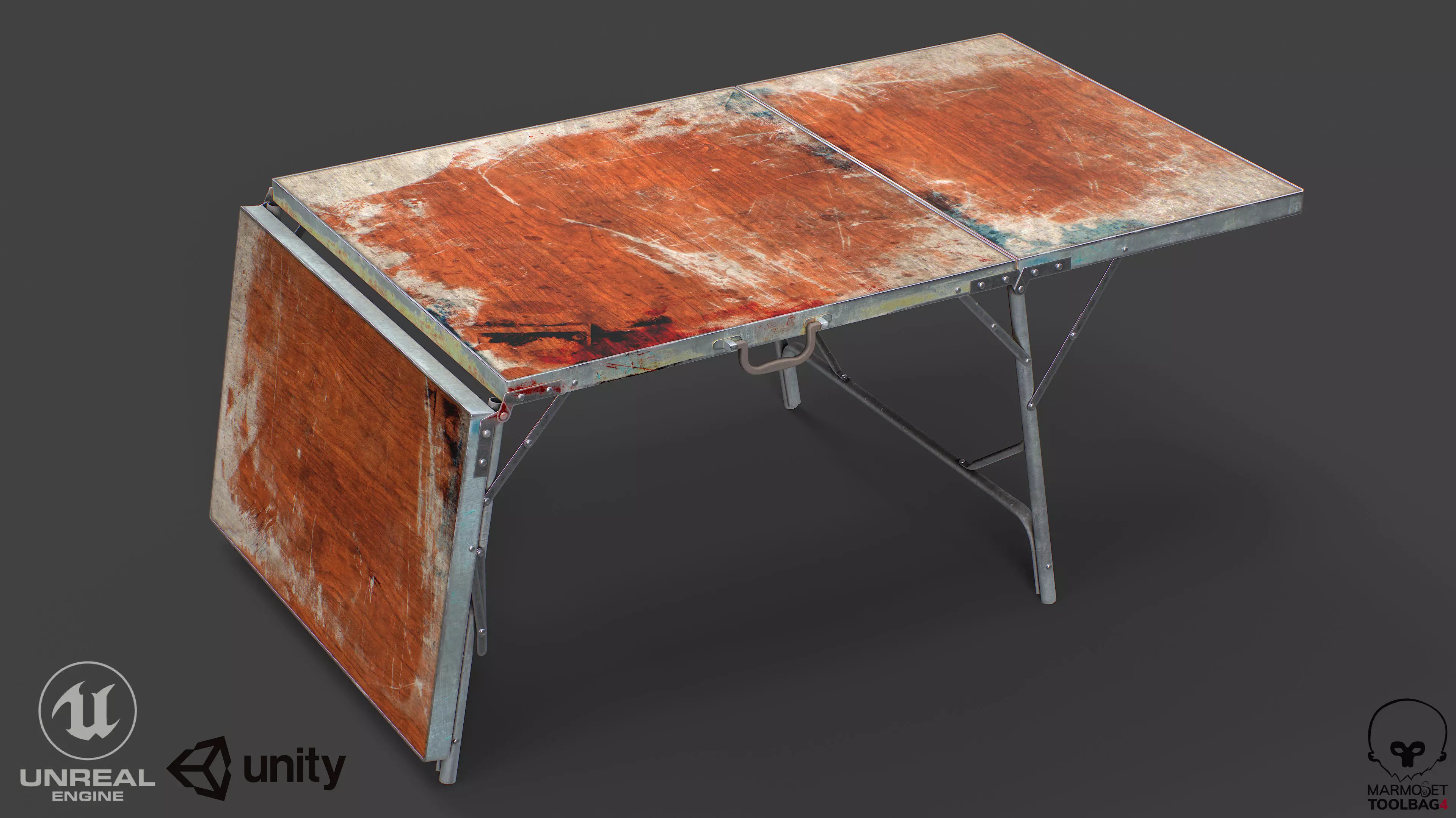 Old Dirty Folding Table  Low-poly 3D model_0