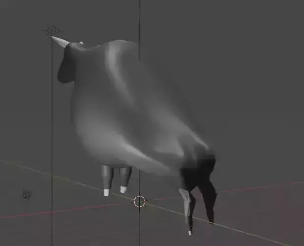 low poly bull model cow on pole