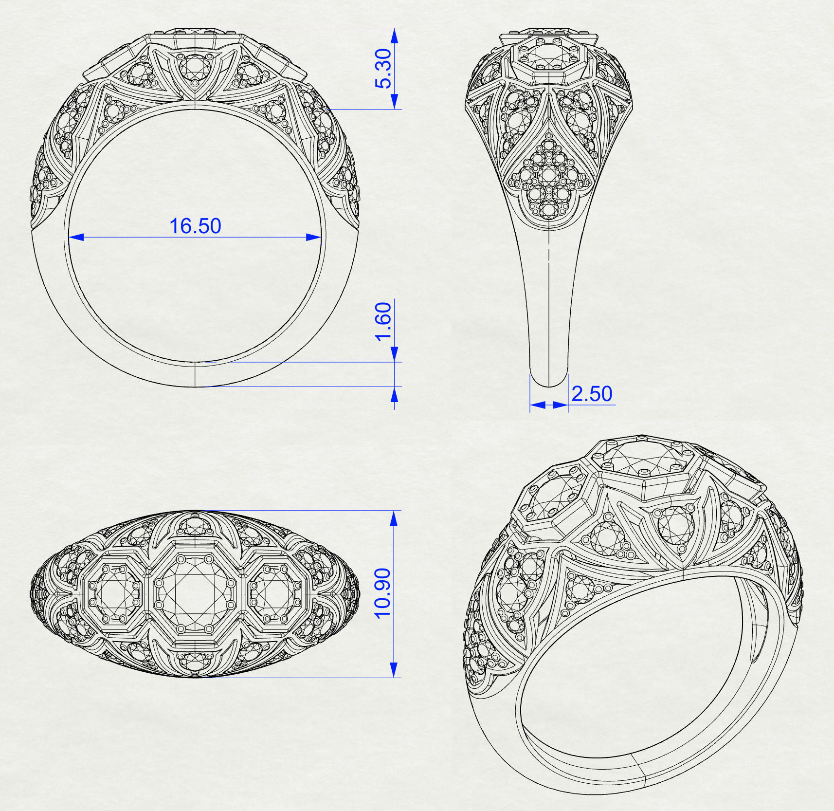 Ring Antique Style 3D print model_9