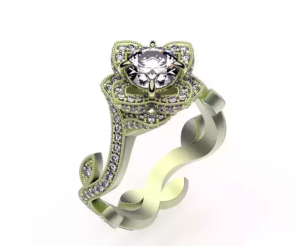 Ring Lotus Engagement 3D print model