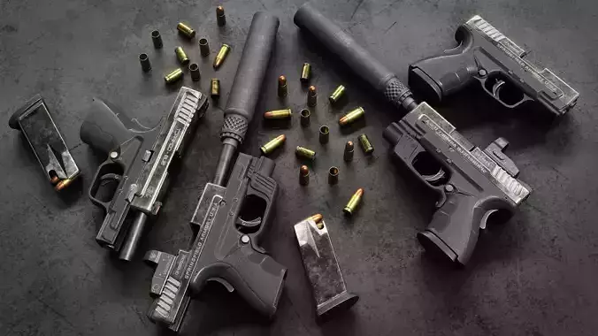 Custom Modified Springfield Handgun 3D model