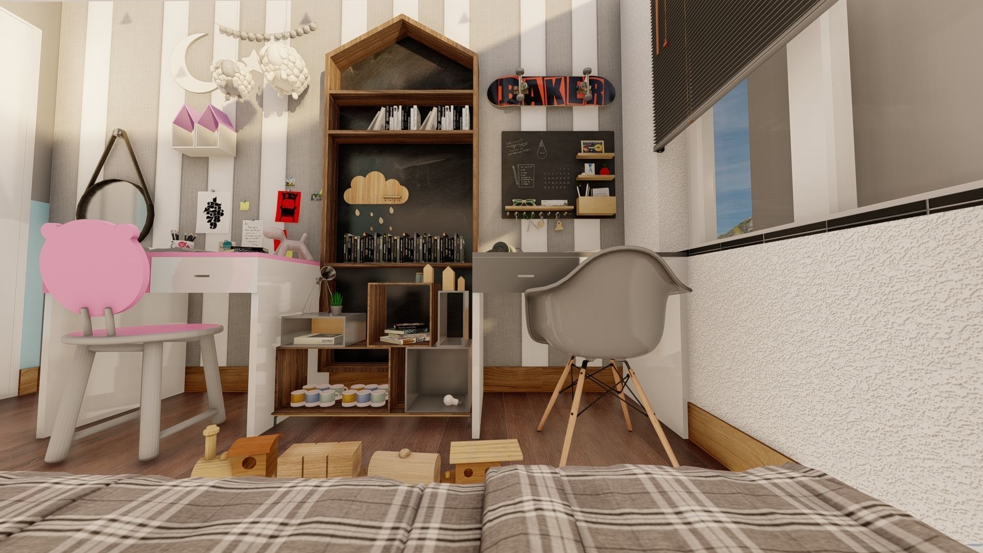 modern child room Low-poly 3D model_3