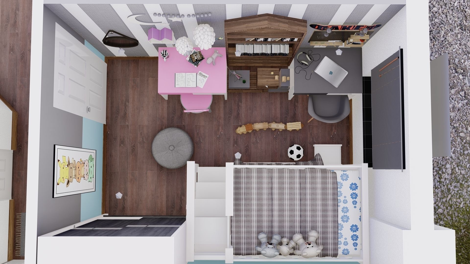 modern child room Low-poly 3D model_5