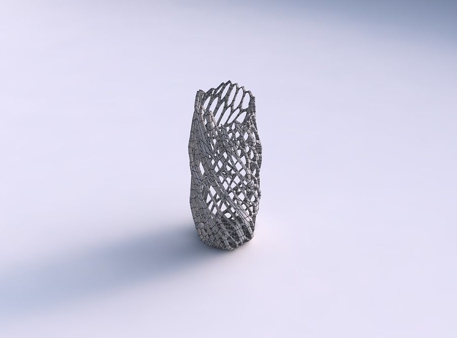 Vase twisted arc hexagon with cracked organic lattice 3D print model_5