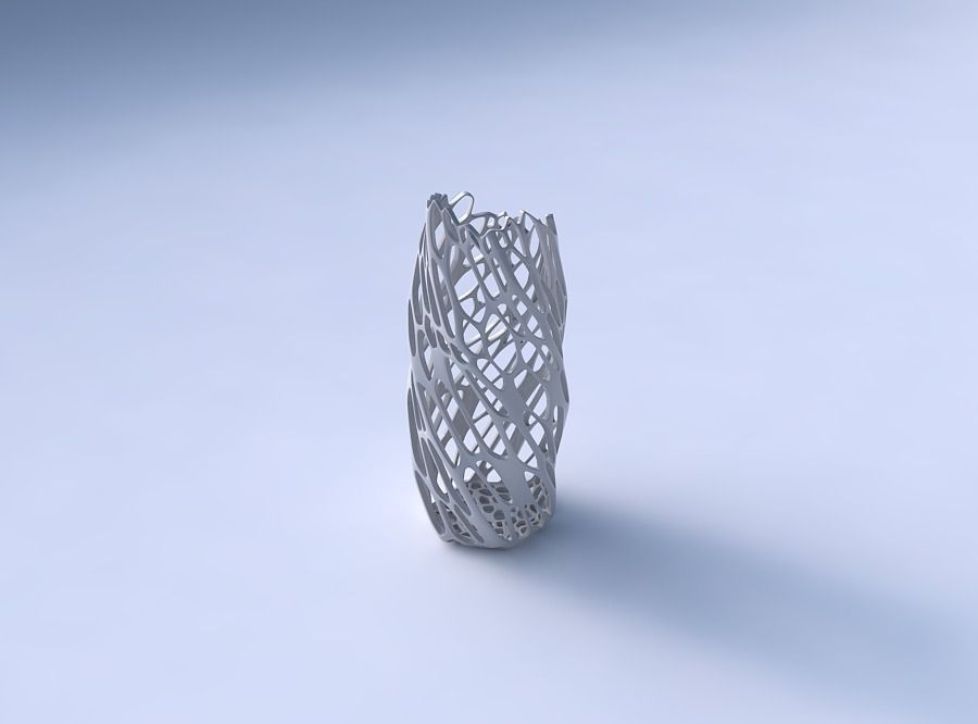 Vase twisted arc hexagon with cracked organic lattice 3D print model_3