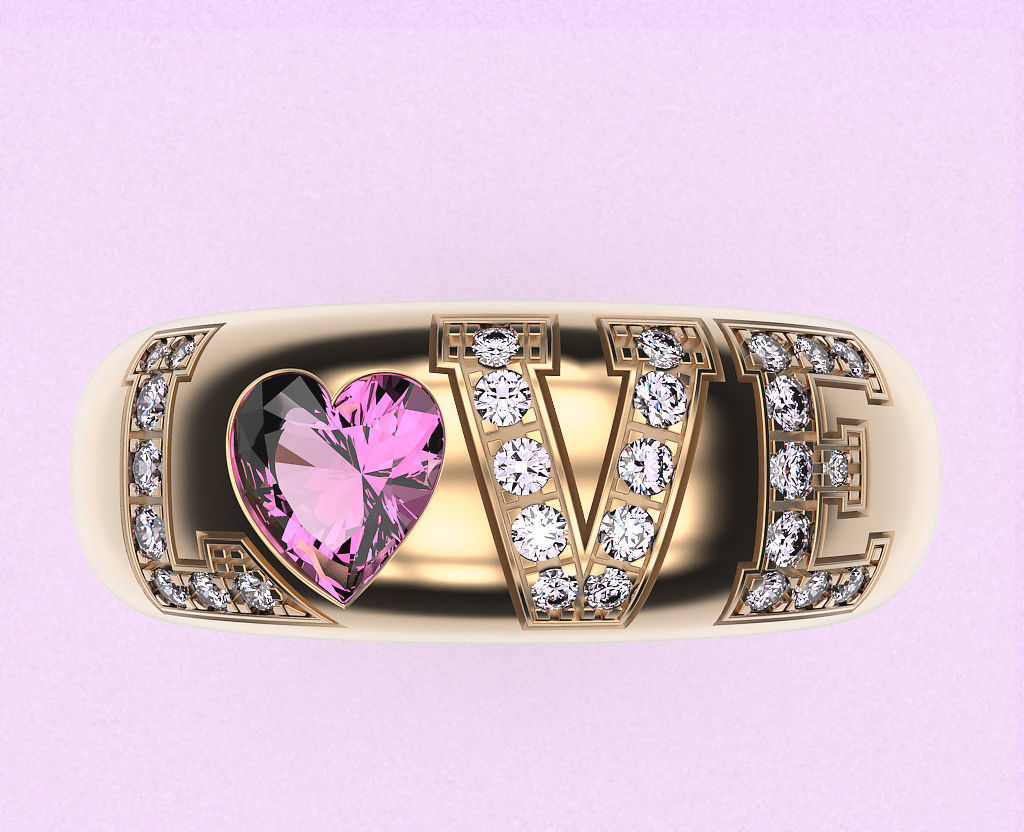 Ring LOVE 3D print model_4