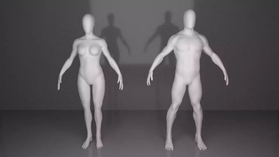 faceless body male and female 3D model_0