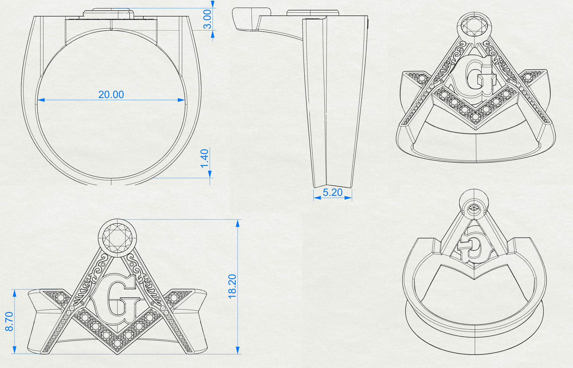 Ring Mason 3D print model_7