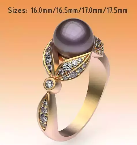 Ring Pearl and Leaves