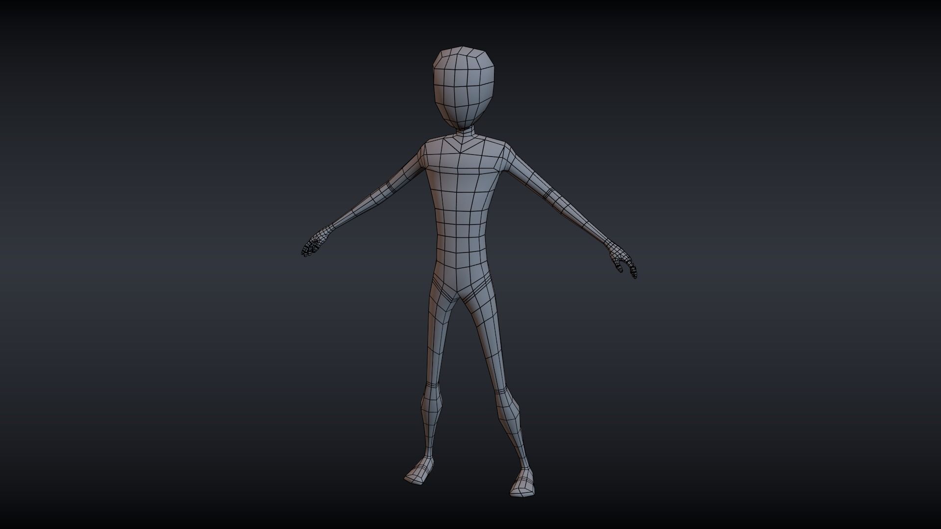 Low Poly Cartoon Character  Male Basemesh Low-poly 3D model_2