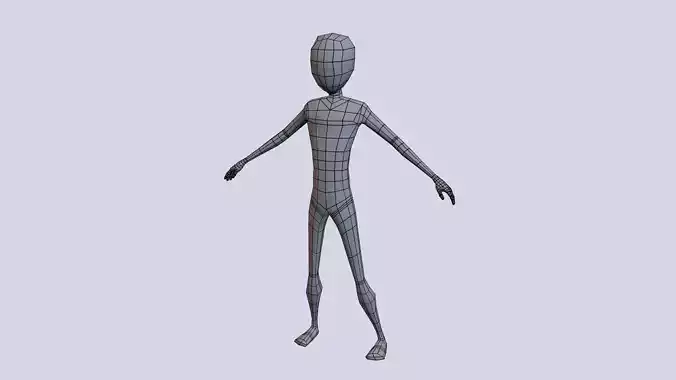 Low Poly Cartoon Character  Male Basemesh Low-poly 3D model