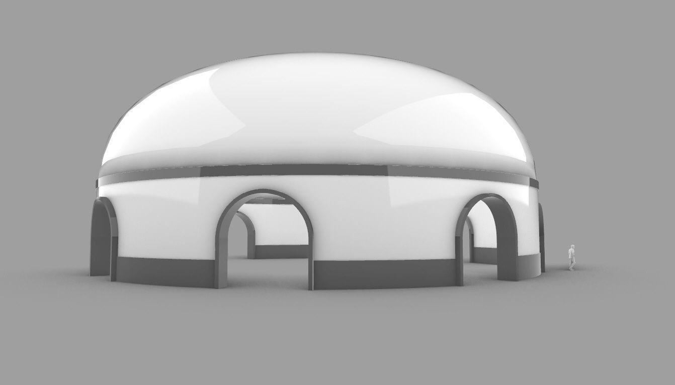 Dome Pavilion with Solid Dome with Top Opening v2 3D model_24