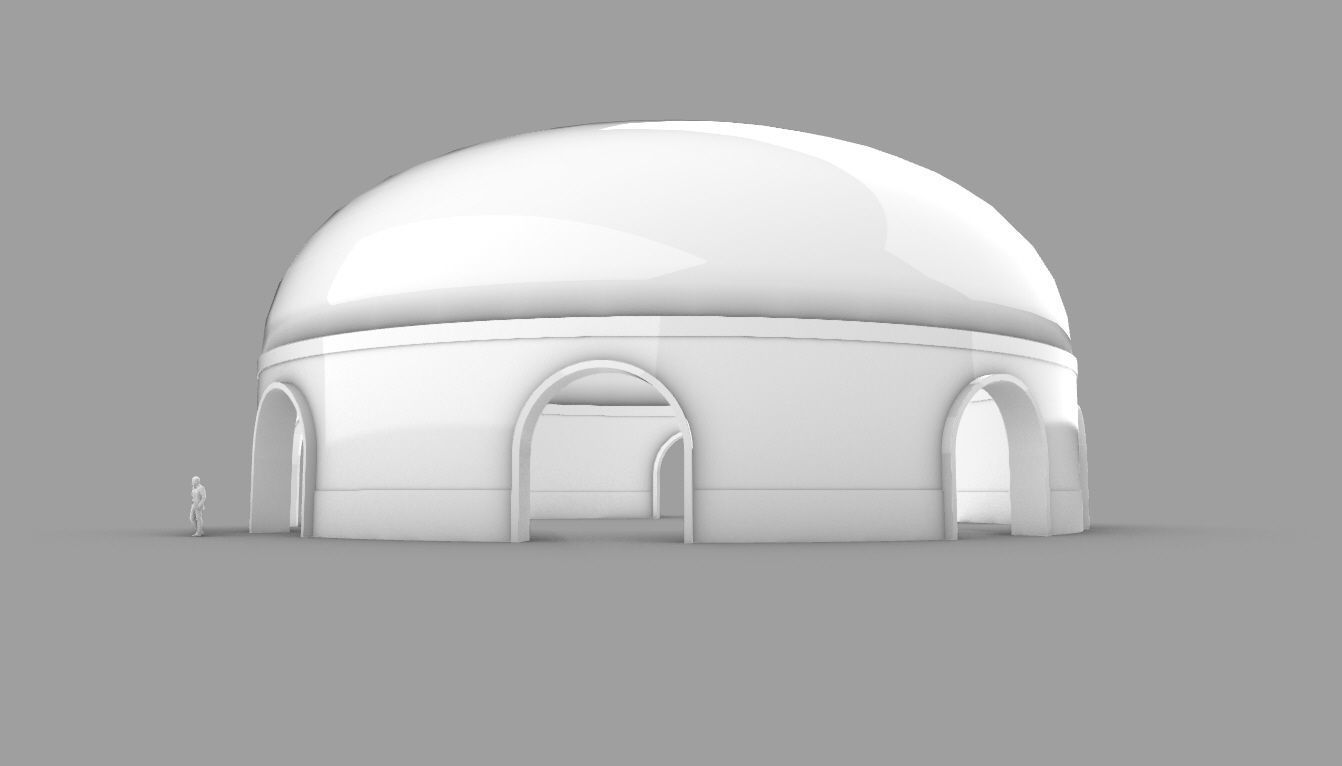 Dome Pavilion with Solid Dome with Top Opening v2 3D model_87