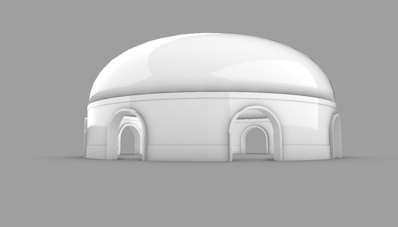 Dome Pavilion with Solid Dome with Top Opening v2 3D model_91